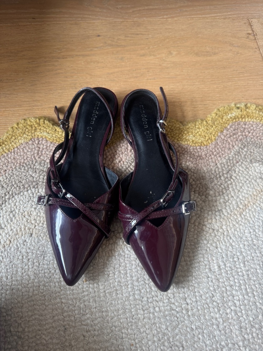 Madden Girl Burgundy Patent Pointed Slingback Flats
